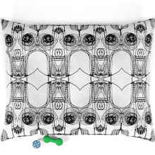 Load image into Gallery viewer, Give your pet a place of their own with our pet bed! This feather soft fleece exterior is printable on one side, and has a dark brown zippered back and pillow insert. 100% polyester.100% cotton bottom