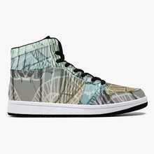 Load image into Gallery viewer, Designer high-top sneakers for him and her. Leather with mesh lining construction. Soft EVA padded insole. EVA outsole for traction and exceptional durability. Free shipping.