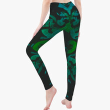 Load image into Gallery viewer, Green and black sports pants for yoga and pilates.