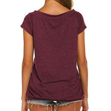 Load image into Gallery viewer, This designer short-sleeve wine red t-shirt is casual but sexy. This fabric is just as comfortable as cotton while also ensuring great printing results. Material: 75% Polyester + 20% Cotton + 5% Spandex. Loose fit. Variety of colors and sizes. Free shipping.