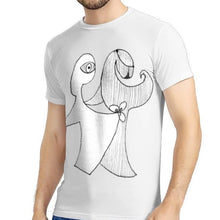 Load image into Gallery viewer, This t-shirt design is inspired and call for the unity of all people. Specially designed by Joe Ginsberg. Material: 100% Q Milch (sustainable & organic synthetic fabric from milk). Regular fit. Sublimation printed, Cut & Hand-sewn. Double-stitched & reinforced seams. Great t-shirt for the gym or fitness.