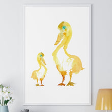 Load image into Gallery viewer, This mommy and baby ducky inspired artwork for your nursery interior decor is designed by New York artist, Joe Ginsberg.