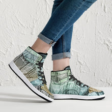 Load image into Gallery viewer, Fantastic designer high-top sneakers for him and her. Leather with mesh lining construction. Soft EVA padded insole. EVA outsole for traction and exceptional durability. Free shipping.