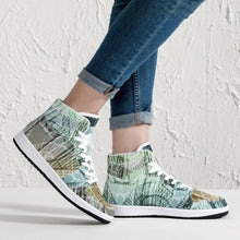 Load image into Gallery viewer, The coolest designer high-top sneakers for him and her. Leather with mesh lining construction. Soft EVA padded insole. EVA outsole for traction and exceptional durability. Free shipping.