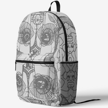 Load image into Gallery viewer, This retro backpack has a cool design. Two large spacious compartments with an internal 15” laptop sleeve, zippered front mesh & utility pocket & a side water bottle holder