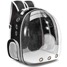 Load image into Gallery viewer, This black pet backpack is create to bring along your pet. This travel pet carrier is for cats and small dogs. Weight: 11-14.3 pounds ( 5-6.5kg). Material: Plastic. Feature: Breathable. Size: 12.2 x 16.5 x 11 inches Deep (31 x 42 x 28 cm Deep). Free shipping.