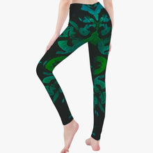 Load image into Gallery viewer, Green and black sports pants for yoga and pilates.
