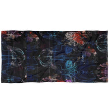 Load image into Gallery viewer, Show up on the beach with a vibrant and super soft beach towel from the Skeleton Designer Collection. Designed by Joe Ginsberg.
