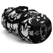 Load image into Gallery viewer, Cool designer sports duffel bag. Color: black and white.  By now at Ace Shopping Club. www.aceshoppingclub.com 

