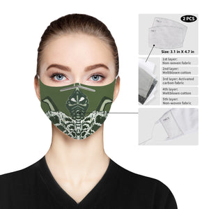 Green Turtle Designer Face Mask with Two PM 2.5 Filters
