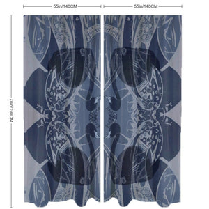 This unique designer blue curtain can block 40%-50% of the sunlight while still letting sufficient light in. It is suitable for bedrooms, living rooms, offices, hotels, etc. Material: Chiffon (100% polyester). Features: Easy to care and durable; Spliced in the middle into 2 pieces. Choose your size from the chart below. Free shipping. 