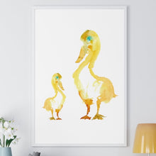 Load image into Gallery viewer, This mommy and baby ducky inspired artwork for your nursery interior decor is designed by New York artist, Joe Ginsberg.
