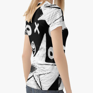 Classic Fit Black and white designer fitness t-shirt. Only available at Ace Shopping club.Material: Polyester Spandex Fabric.