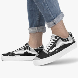 Fun designer black and white sneaker by JG. Only available at Ace Shopping Club. Unisex. Trendy canvas upper with soft lining construction.