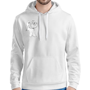This hoodie design is inspired and call for the unity of all people. Specially designed by Joe Ginsberg. Material: 100% Q Milch. Yes, this is a sustainable and organic synthetic fabric made from milk. 