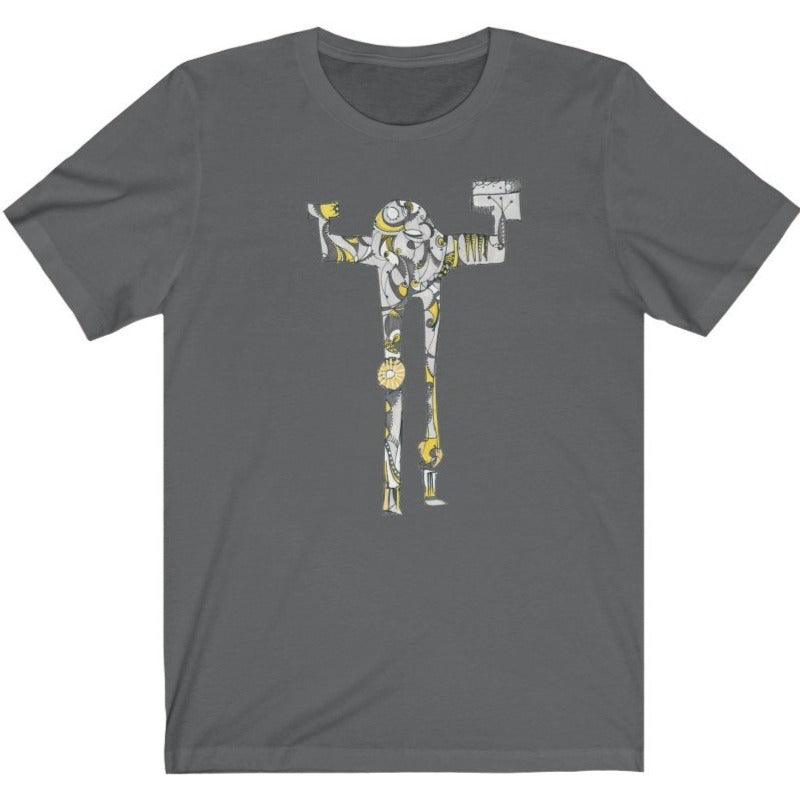 【2plan】Light Robot Printing Short Sleeve T-shirt 2plan】Light Robot Printing Short Sleeve T-shirt Light Robot