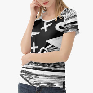 Classic Fit Black and white designer fitness t-shirt. Only available at Ace Shopping club.Material: Polyester Spandex Fabric.