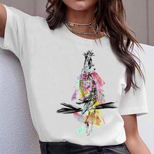 Load image into Gallery viewer, Birds designer white t-shirts for women at Ace Shopping Club. We welcome you to shop with us! www.aceshoppingclub.com 
