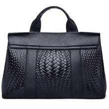 Load image into Gallery viewer, Luxurious black vintage leather bag. Size: 13.18 x 8.58 x 5.23 inches (33.5cm x 21.8 x 13.3cm). Number of Handles/Straps: Single. Material: Genuine Leather. Lining Material: Nylon. Interior: Interior Compartment. Interior: Interior Slot Pocket. Hardness: Soft. Decoration: Lock. Closure Type: Zipper. Free shipping.
