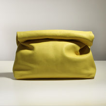 Load image into Gallery viewer, Casual designed yellow clutch bag. Material: Leather. Lining Material: Cotton. Interior: Cell Phone Pocket. Hardness: Soft. Closure Type: Hasp. Closure: zipper. Size: 12.59 x 11.02 inches (32cm x 28 cm). Free shipping.
