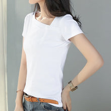 Load image into Gallery viewer, Beautiful simple shirts in black and white. Material: 95% cotton, 5% Spandex. Sleeve Style: Regular. Sleeve Length: Short. Fit Type: Regular. Fabric Type: Broadcloth. Collar: Skew Collar. Clothing Length: Regular

