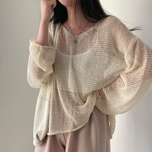 Load image into Gallery viewer, Loose light sweater for those casual moments. Style: Casual. Sleeve Style: Regular. Sleeve Length: Full. Pattern: Loose-fitting. Material: Polyester,Acrylic. Collar: O-Neck. Clothing Length: Regular
