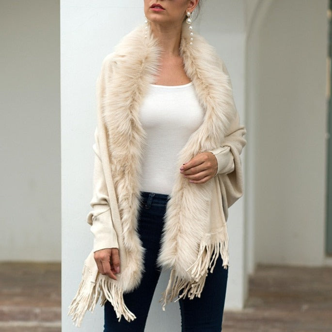 Stylish bat sleeved Cardigan Cloak. Sleeve Style: Batwing Sleeve. Material: Spandex. Decoration: Tassel. Collar: Scarf Collar. Clothing Length: Regular. Closure Type: Open Stitch. Free shipping.