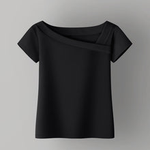 Load image into Gallery viewer, Beautiful simple black shirts in black and white. Material: 95% cotton, 5% Spandex. Sleeve Style: Regular. Sleeve Length: Short. Fit Type: Regular. Fabric Type: Broadcloth. Collar: Skew Collar. Clothing Length: Regular
