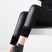 Load image into Gallery viewer, Cool leggings that are warm and stylish. Waist type: high. Material: Spandex, polyester and velour. Seam: seamless. Length: ankle-length. Size: L to 6XL. Free Shipping.
