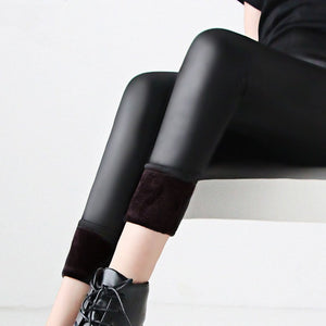 Cool leggings that are warm and stylish. Waist type: high. Material: Spandex, polyester and velour. Seam: seamless. Length: ankle-length. Size: L to 6XL. Free Shipping.
