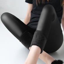 Load image into Gallery viewer, Cool leggings that are warm and stylish. Waist type: high. Material: Spandex, polyester and velour. Seam: seamless. Length: ankle-length. Size: L to 6XL. Free Shipping.
