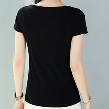 Load image into Gallery viewer, Beautiful simple shirts in black and white. Material: 95% cotton, 5% Spandex. Sleeve Style: Regular. Sleeve Length: Short. Fit Type: Regular. Fabric Type: Broadcloth. Collar: Skew Collar. Clothing Length: Regular
