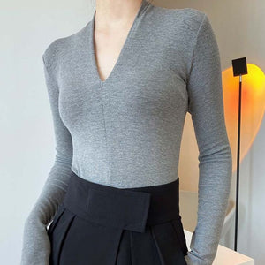 Long Sleeved V-Neck Top | Multiple Colors