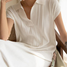 Load image into Gallery viewer, Turn-down collar dress in white.
