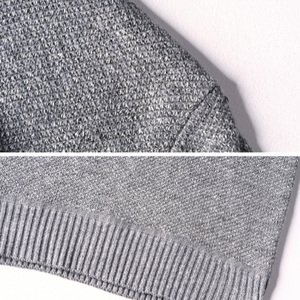 Grey stand collar zipper sweater details for fall and winter. Buy all your business clothes at Ace Shopping Club.