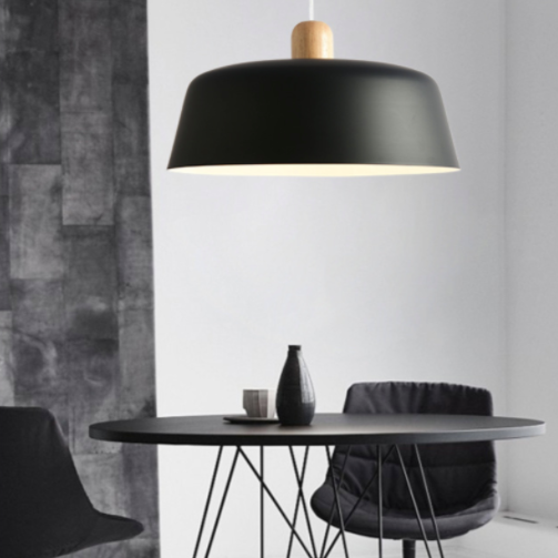 The perfect round modern black metal kitchen or dining room lamp. This hanging pendant is suspended from the ceiling by a cord. Bulbs are not included. Technics: Painted metal and wood. Power Source: AC. Warranty: 3 years. Number of light sources: 1 Lighting Area: 107.6 - 161 square foot (10-15 square meters). Base Type: E27. Not dimmable. Switch Type: no. Light Source: LED Bulbs. Voltage: 90-260V. Style: Modern. Free shipping.