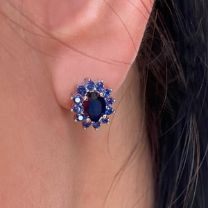 Natural Blue Sapphire Stud Earrings