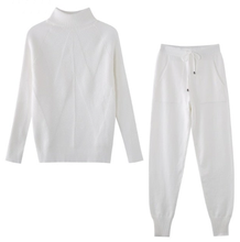 Load image into Gallery viewer, Sweet knitted white tracksuit just for you. Pant Length: Full Length. Material: Acetate, Acrylic, Microfiber. Material Composition: Natural fiber
