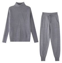 Load image into Gallery viewer, Grey knitted tracksuit just for you. Pant Length: Full Length. Material: Acetate, Acrylic, Microfiber. Material Composition: Natural fiber
