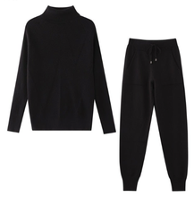Load image into Gallery viewer, Sweet knitted black tracksuit just for you. Pant Length: Full Length. Material: Acetate, Acrylic, Microfiber. Material Composition: Natural fiber
