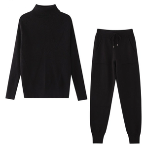 Sweet knitted black tracksuit just for you. Pant Length: Full Length. Material: Acetate, Acrylic, Microfiber. Material Composition: Natural fiber