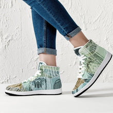 Load image into Gallery viewer, Fantastic designer high-top sneakers for him and her. Leather with mesh lining construction. Soft EVA padded insole. EVA outsole for traction and exceptional durability. Free shipping. 
