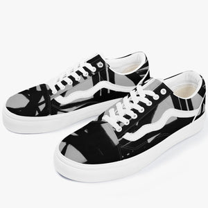 Fun designer black and white sneaker by JG. Only available at Ace Shopping Club. Unisex. Trendy canvas upper with soft lining construction.