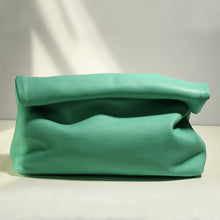 Load image into Gallery viewer, Casual designed green clutch bag. Material: Leather. Lining Material: Cotton. Interior: Cell Phone Pocket. Hardness: Soft. Closure Type: Hasp. Closure: zipper. Size: 12.59 x 11.02 inches (32cm x 28 cm). Free shipping.
