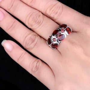 Red Garnet Ring. Metal: 925 Sterling Silver. Main Stone: Red Garnet. Setting Type: Prong Setting. Main Stone Size: 5*7mm. Free shipping. 