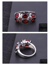 Load image into Gallery viewer, Red Garnet Silver Ring
