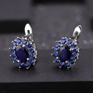Main Stone: Sapphire. Metals Type: Silver. Metal Stamp: 925 Sterling Silver. Back Finding: British Buckle. Earring Type: Stud Earrings. Style: Vintage. Main Stone Size: 5*7mm/2*2mm. Side Stone: Blue CZ. Free shipping.