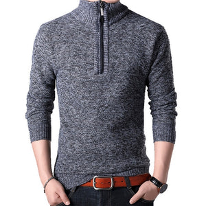 Dark grey stand collar sweater for fall and winter. Buy all your office clothes at Ace Shopping Club.