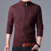 Load image into Gallery viewer, Wine red stand collar zipper sweater for fall and winter. Buy all your office clothes at Ace Shopping Club.
