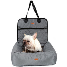 Load image into Gallery viewer, Fantastic grey portable dog travel bed that also works as a carseat for long rides. Size: Small and medium dogs.  Fit-able Weight: Pets smaller than 29.7 pounds (13.5kg). Feature: Eco-Friendly. Size: 23.6. x 19.6 x 22.8 inches (60 x 50 x 58 cm). Material: 900D nylon + pp cotton. Cover Removable: yes. Free shipping. 
